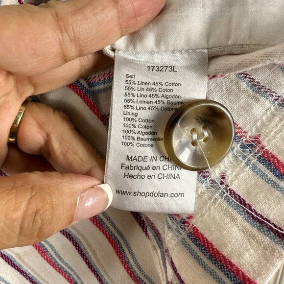 Anthropologie Dolan Left Coast Anna Double Breasted Linen Striped Blazer Medium - Picture 12 of 12